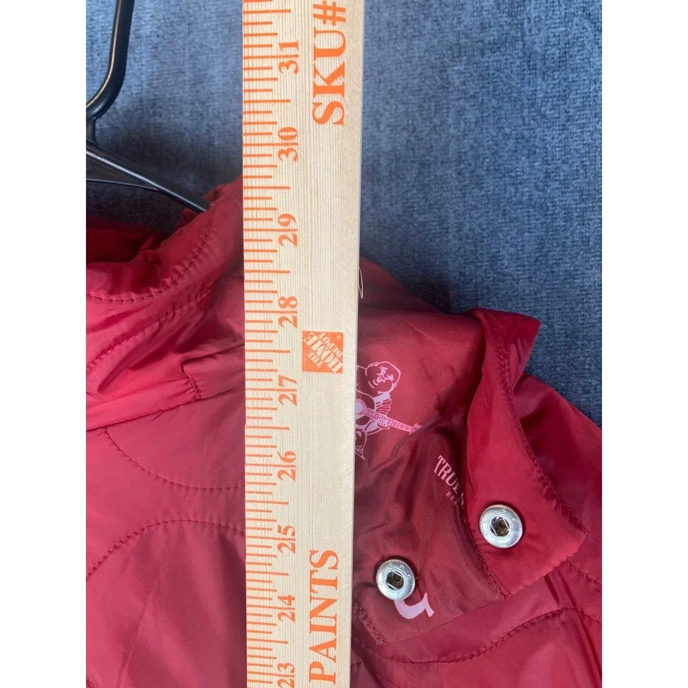 True Religion Mens Red Quilted Hooded Puffer Jacket Detachable Style108821 SizeM